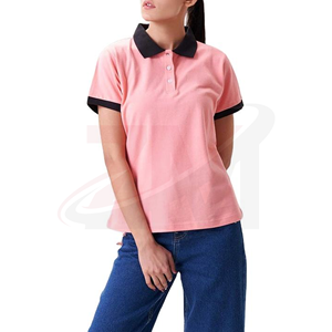 เสื้อโปโลสีชมพูผู้หญิงมาใหม่ กำลังฮิต แขนสั้น สีพื้น ผ้าคอตตอนปิเก้ สวมใส่สบายๆ - Product Image 3