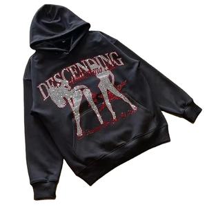 Meilleure vente sweat à capuche homme personnalisé sweat épais à fermeture éclair strass vêtements d'extérieur sweats en polaire éponge française sweats d'hiver à fermeture éclair lourde - Product Image 1