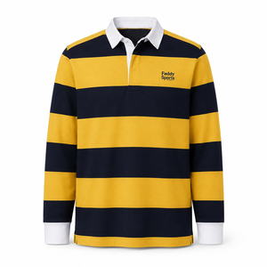 Polo à manches longues rayé personnalisé pour homme – Maillot de rugby en coton respirant de haute qualité – Hauts de sport décontractés et tendance – Vente en gros - Product Image 2