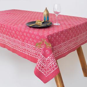 Nappe de table élégante faite à la main avec impression Dabu, en pur coton, moderne, écologique, personnalisable et réutilisable - Product Image 2