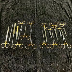 ชุดเครื่องมือผ่าตัดทั่วไปคุณภาพพรีเมียม ชุดแพ็ค 17 ชิ้น ด้ามจับสีทอง สำหรับสัตวแพทย์ - Product Image 2