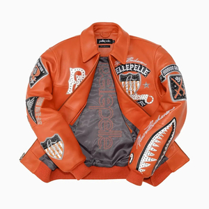 OEM Manufacturer Embroidery Street Wear Leather Jacket Custom Cowhide <b>Genuine</b> Leather Men's Winter Stand Front Eco-Friendly - Product Image 1