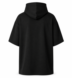 Sudadera con Capucha Premium Negra de Manga Corta, Estilo Casual, Holgada, Ligera, para Hombre - Product Image 5