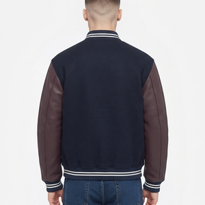 Blouson universitaire OEM tendance avec manches en cuir, corps en laine premium, nom d'équipe personnalisé, pour l'automne 2026 - Product Image 3