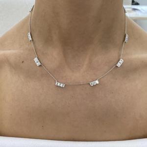 สร้อยคอเพชรทรงเหลี่ยมมรกต ทองคำขาว 14K สร้อยคอจี้เพชรเรียบหรู ของขวัญวันครบรอบแต่งงานสไตล์มินิมอล - Product Image 2