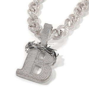 Sparkling Moissanite Diamond A Letter Pendant With <b>Spider</b> Accent And Cuban Link Chain Iced Out Urban Jewelry - Product Image 1