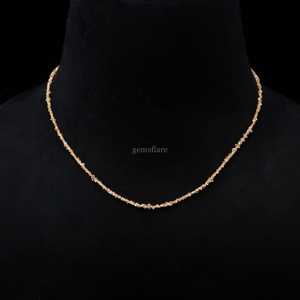 Collar de cuentas de diamante Herkimer amarillo en bruto, joyería de cristal de piedra de nacimiento de abril, collar llamativo de cuarzo Herkimer hecho a mano, al por mayor - Product Image 3