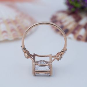 Stylish Three Stones <b>Emerald</b> Cut 925 Sterling <b>Silver</b> Moissanite <b>Ring</b> Women Gift Wedding Engagement Party Fashion Rose Gold - Product Image 5