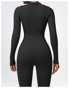 Combinaison de yoga pour femme, taille haute, bleu uni, sans manches, dos nu, effet push-up, bretelles spaghetti, coupe ajustée - Product Image 3