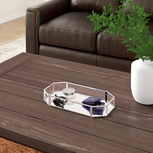 Bandeja de Almacenamiento Rectangular con Espejo y Marco Metálico, Diseño Moderno para Uso en Mesa - Product Image 4