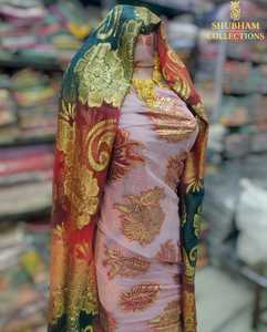 ผ้าดิรักโซมาลีสีชมพูรอยัลบลัช พร้อมลวดลายทองคำเปลว และผ้าสำหรับชุดแต่งงานสุดหรู - Product Image 2