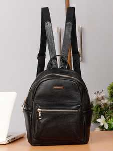 Mochila Unisex Verde de Cuero Genuino en Forma de Barril con Cierre de Cremallera, Estilo Vintage, Decoración con Logotipo, Bolso de Hombro Casual para - Product Image 5