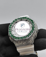 Pragalbh Jewels Maßgefertigte Diamant-Uhr Edelstein-Lünette Iced Out Luxus-Uhr Edelstahl Quarz Herren Damen Unisex