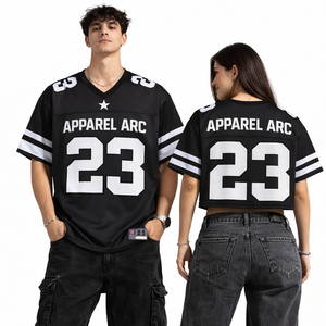 Camiseta de fútbol americano negra oversize 23 unisex de malla estilo universitario para streetwear, conjunto a juego para parejas, proveedor de EE. UU. - Product Image 1