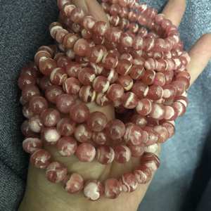 Cuentas de rodocrosita roja natural, cuentas redondas sueltas, medio hilo para hacer joyas, pulsera, collar, bricolaje - Product Image 1
