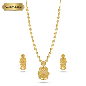 Dubai Style Long Gold Plated Flower Box Chain Charm Necklace Set for Wedding Fashion Necklaces - Product Image 2