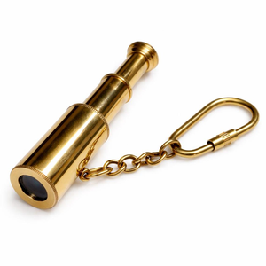 Vintage Brass Telescope Key Chain <b>Mini</b> Nautical Spyglass <b>Keyring</b> Antique Maritime Collectible Gift Accessory - Product Image 1
