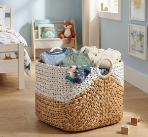 Handwoven Water Hyacinth <b>Storage</b> <b>Basket</b> with Handles – Two-Tone Woven Organizer Bin for <b>Toys</b>, Laundry, Blanket from Vietnam - Product Image 4