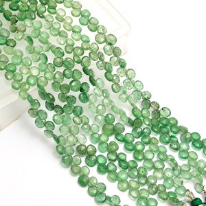 AAA+ Quartz 5mm-7mm Faceted Heart Briolette Beads Natural Green Strawberry Quartz Semi Precious Gemstone Loose Beads For Jewelry - Product Image 1