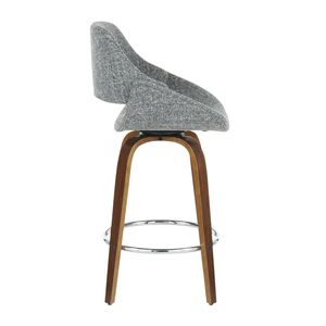 Set of <b>2</b> Mid Century Modern Counter <b>Stools</b> Fabrico in Walnut and Grey Noise Fabric by <b>Bar</b> <b>Stools</b> - Product Image 3