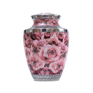 Urnas de cremación de Metal de estilo americano blanco antiguo Urnas de diseñador hermosas para exhibición conmemorativa para cenizas y flores - Product Image 4