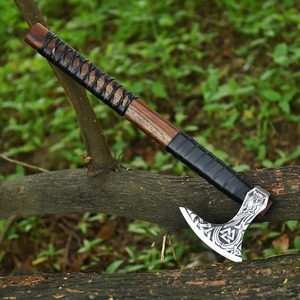 Handmade Outdoor Viking Hatchet Handcrafted Carbon Steel With Wood & Leather Wrapped Handle <b>Axe</b> Industrial & DIY Grade <b>Axe</b> - Product Image 1