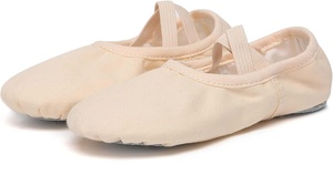 Chaussons de ballet souples en toile noire avec semelle en caoutchouc, talon plat, chaussures de danse unisexes avec sangle élastique - Product Image 4