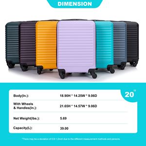 Valigia da cabina leggera da 20 pollici con ruote girevoli turchesi - Product Image 2