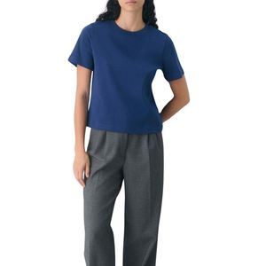 Women Blue Cotton T Shirt Casual Loose Fit Short Sleeve Crew Neck Tee OEM ODM Manufacturer Custom Wholesale Bulk NewStyle - Product Image 2