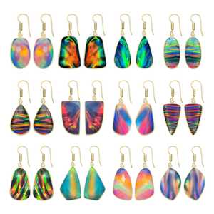 Pendientes Colgantes Hechos a Mano con Baño de Plata y Dijes Bonitos para Mujer, Diseño de Ópalo Aurora, Regalo Genuino para Fiestas y Aniversarios - Product Image 1