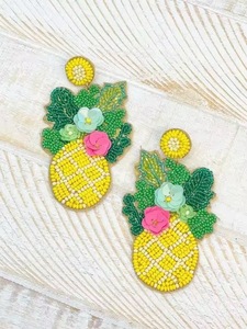 Pendientes de Piña con Cuentas de Vidrio Hechos a Mano, Estilo Bohemia para Mujer, Joyería de Moda para Bodas - Product Image 1