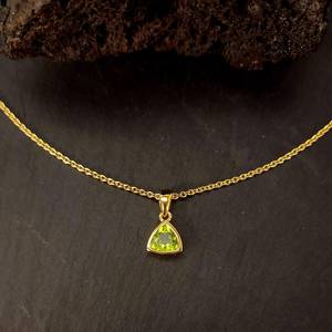 Collar con colgante de peridoto natural, plata de ley 925, chapado en oro de 14 quilates, piedra preciosa verde, regalo de joyería para mujer - Product Image 5