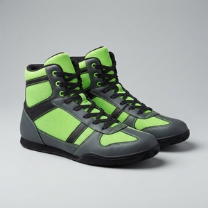 Boxing <b>Shoes</b> Men Women Lightweight Breathable High Top Leather Lace-Up Closure Flexible <b>Non</b> <b>Slip</b> Grip Sole Gym Workout - Product Image 1