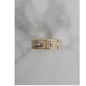 14K Yellow Gold Geometric Moissanite <b>Ring</b> VVS1 D Color Luxury Designer Band <b>Ring</b> for <b>Men</b> and Women - Product Image 1