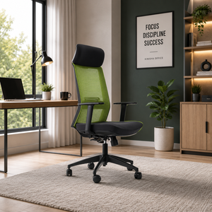 Silla de Oficina Ergonómica de Malla KINSHA HR-01 con Reposabrazos Ajustables, Reposacabezas Integrado Ajustable, Diseño Giratorio, Silla Elevadora Moderna para Oficina - Product Image 1