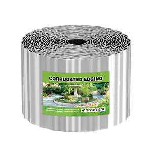 Kit de Bordeado de Jardín de Acero Laminado en Frío Plateado de 10'*50' en Rollo, Diseño de Borde de Césped sin Excavación - Product Image 1