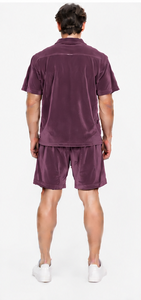luxury velour summer <b>shirt</b> shorts two piece set soft touch relaxed fit wholesale unisex velvet <b>shirt</b> and short casual wear - Product Image 2