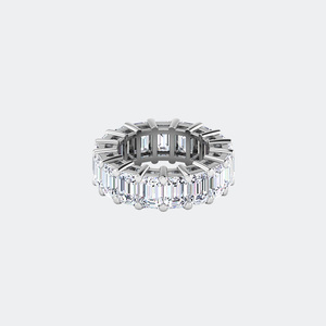 Anillo de eternidad ancho con incrustaciones de esmeraldas de 13.60 quilates de peso total - Product Image 2