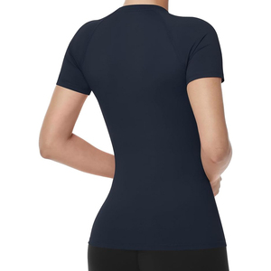 Women's <b>Navy</b> Blue Short Sleeve Crew Neck T-Shirt Slim Fit Quick Dry Knitted Polyester Casual Sport <b>Top</b> All Seasons - Product Image 3