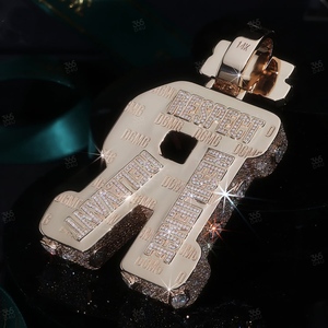 Collier pendentif alphabet unisexe en moissanite plaqué argent de luxe, best-seller, idéal pour les fêtes, disponible au meilleur prix - Product Image 2