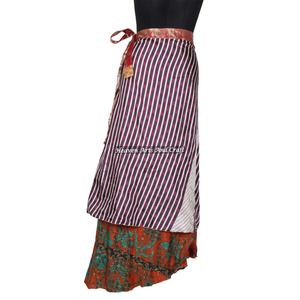 Falda Larga de Seda Reversible de Dos Capas para Playa, Estilo Vintage, Tipo Sari, para Mujer - Product Image 6