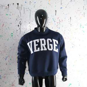 Sudadera VERGE Azul Marino con Cuello Alto, 100% Algodón, Apliques Bordados Blancos, Sudadera de Cuello Ancho, CLUSH SPORTS - Product Image 2