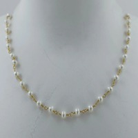 Collier à maillons perlés en perles d'eau douce, argent sterling 925, fait main, style bohème, cadeau d'anniversaire de mariage pour elle, 8 grammes