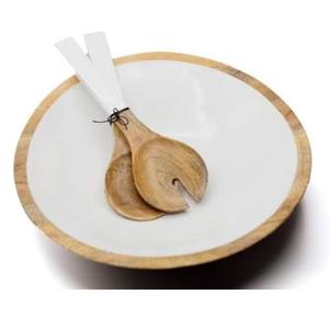 Bol à fruits au design moderne et unique, bol en bois pour dattes avec cuillère, finition émaillée, bol de service rond pour salade et mélange - Product Image 1
