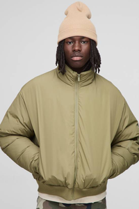 Veste d'hiver matelassée surdimensionnée personnalisée de haute qualité avec col montant et logo frontal pour hommes - Product Image 3