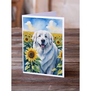 Great Pyrenees in Sunflowers A7 <b>Greeting</b> <b>Cards</b> Pack of 8 Blank <b>Note</b> <b>Cards</b> with Envelopes Whimsical 5x7 Size - Product Image 2