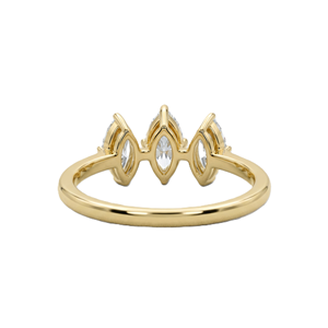 Bague de fiançailles minimaliste en or massif 10K 14K avec trois diamants de laboratoire taille marquise et moissanite, empilable, vente en gros - Product Image 4