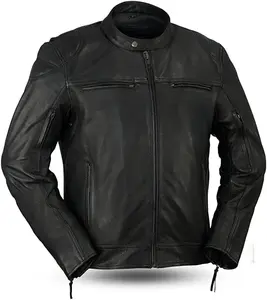 Chaqueta de Motero de Piel de Oveja Auténtica para Hombre, Color Negro, con Cierre de Cremallera Acolchado, Forro Interior y Bolsillos, Nueva Condición de Invierno - Product Image 6