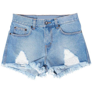 Pantalones Cortos de Mezclilla Rasgados de Cintura Alta para Hombre, Casuales, Azules, de Algodón, con Botones, Tejido Deshilachado - Product Image 6
