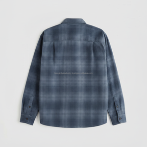 Camisa de Franela para Mujer, Azul a Cuadros, Manga Larga, Personalizada, OEM, Venta al Por Mayor - Product Image 2